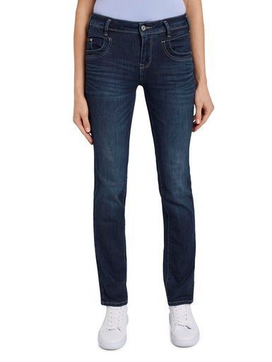 TOM TAILOR Gerade Jeans mit Kontrastnähten dark stone wash | Straight-Fit Jeans