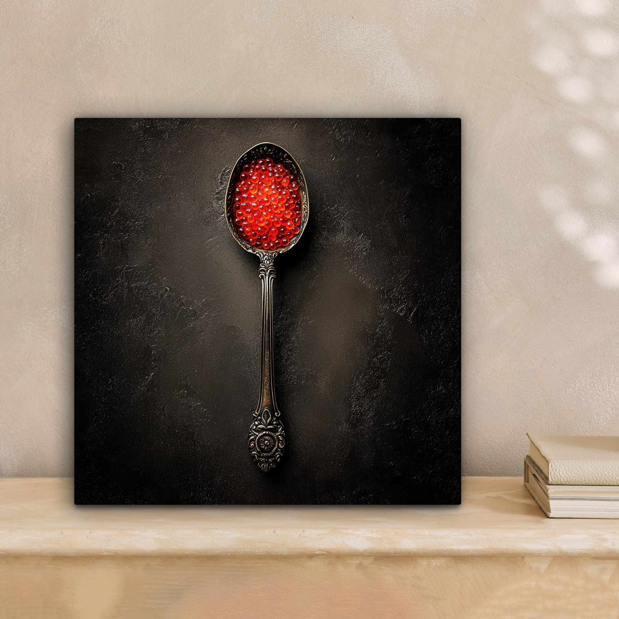 OneMillionCanvasses® Leinwandbild Schwarz - Löffel - günstig online kaufen