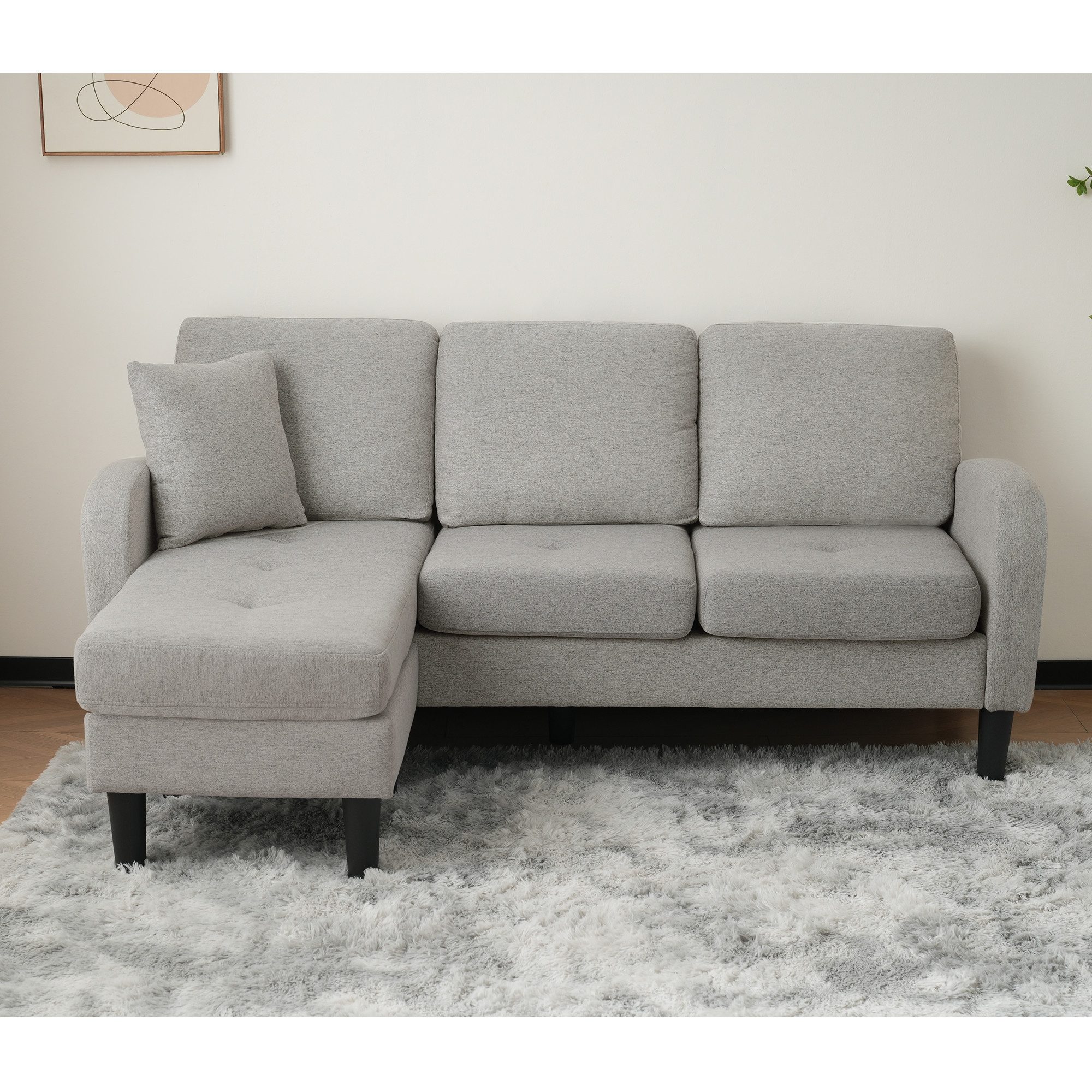 Celya Ecksofa L-förmiges Ecksofa mit Chaiselongue, 3-Sitzer Sofa, Ideal für Wohnzimmer, Apartments und Büros, 166 x 118 x 77 cm, Atmungsaktiver Baumwoll-Leinenstoff