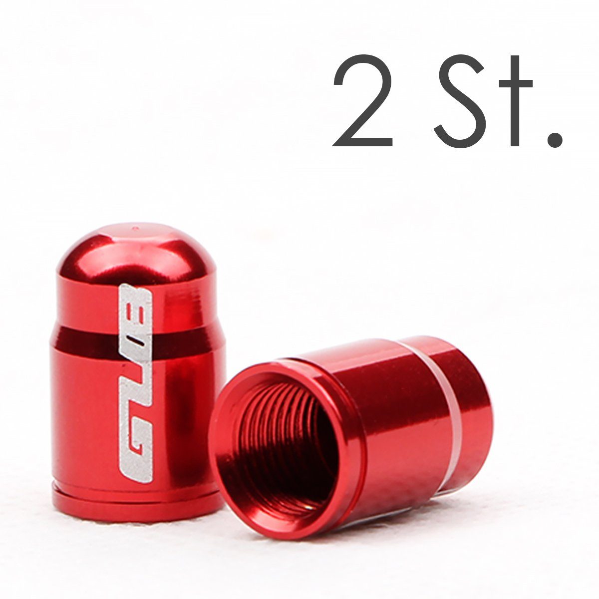 (2-St) für Rot Aluminium Ventilkappe Schrader-Ventil AV Autoventil, Fahrrad Ventilkappe e-Bike MidGard