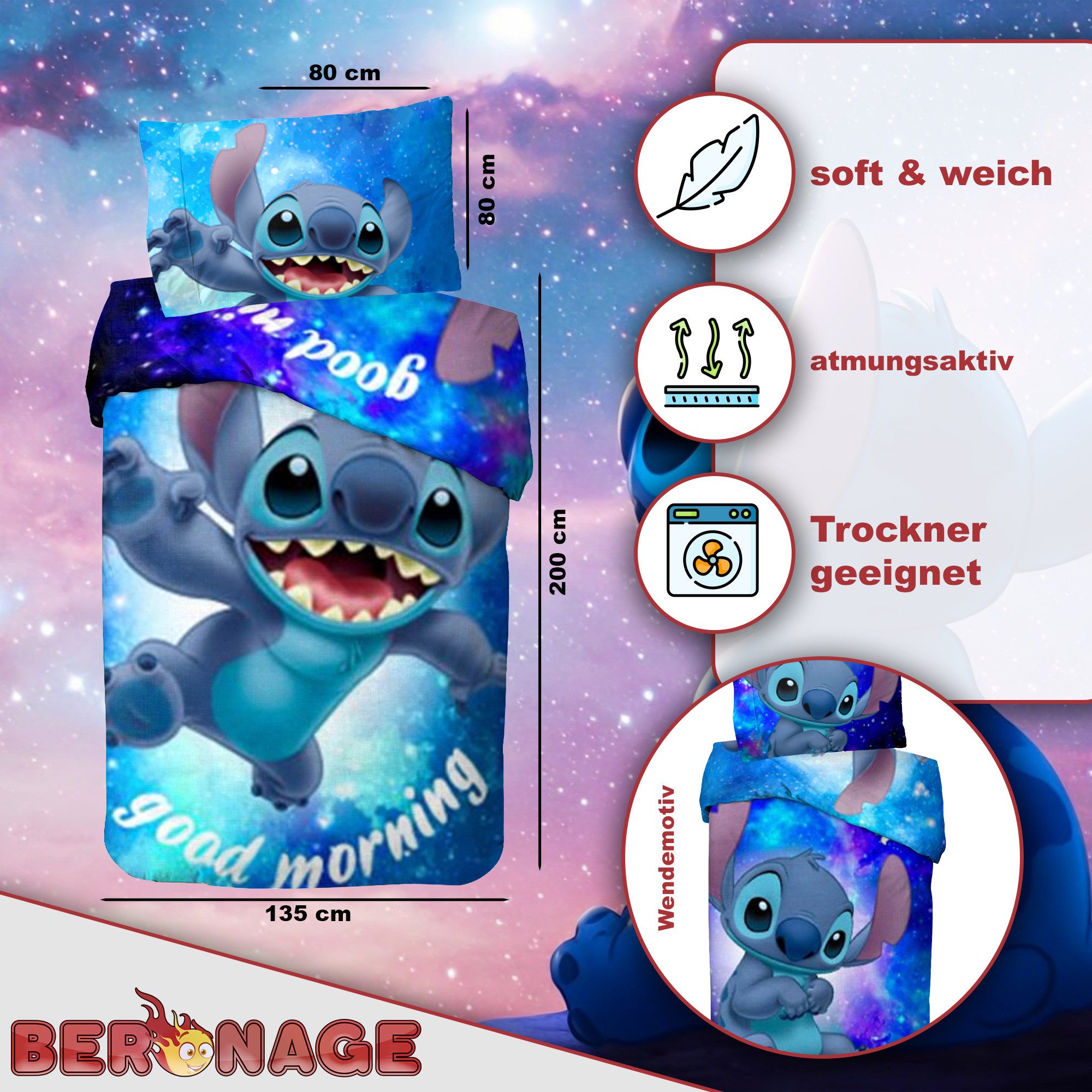 BERONAGE Wendebettwäsche Lilo & Stitch Bettwäsche günstig online kaufen