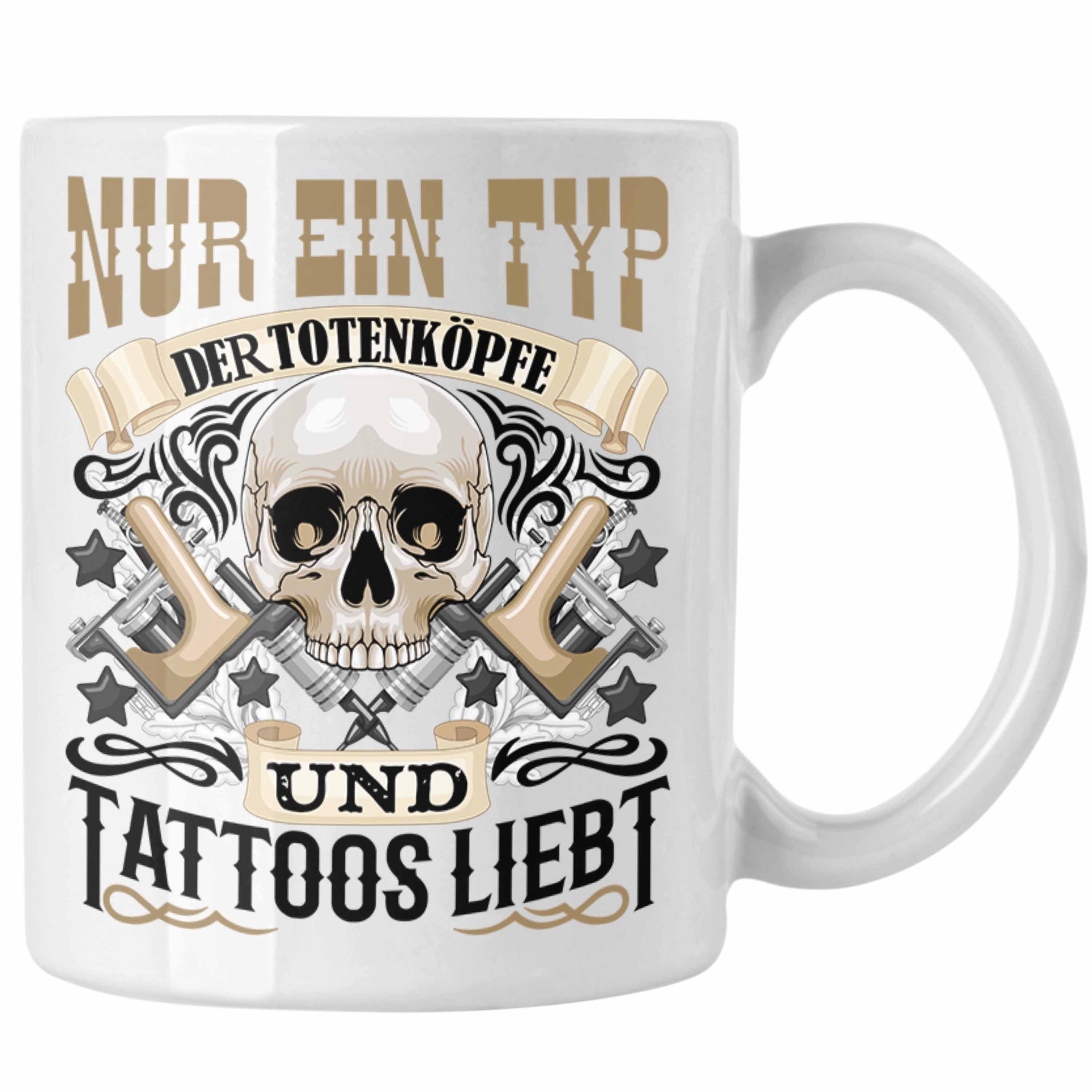 Trendation Tasse Trendation - Totenköpfe und Tattoos Tasse Mann Männer Geschenk Tattoow Weiss