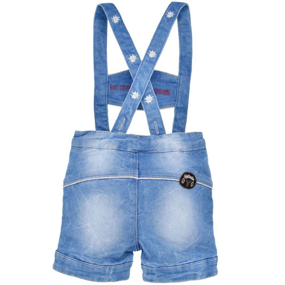 BONDI Trachtenlederhose BONDI Baby Jungen Jeans Latzshort 'Gipfelkraxler'
