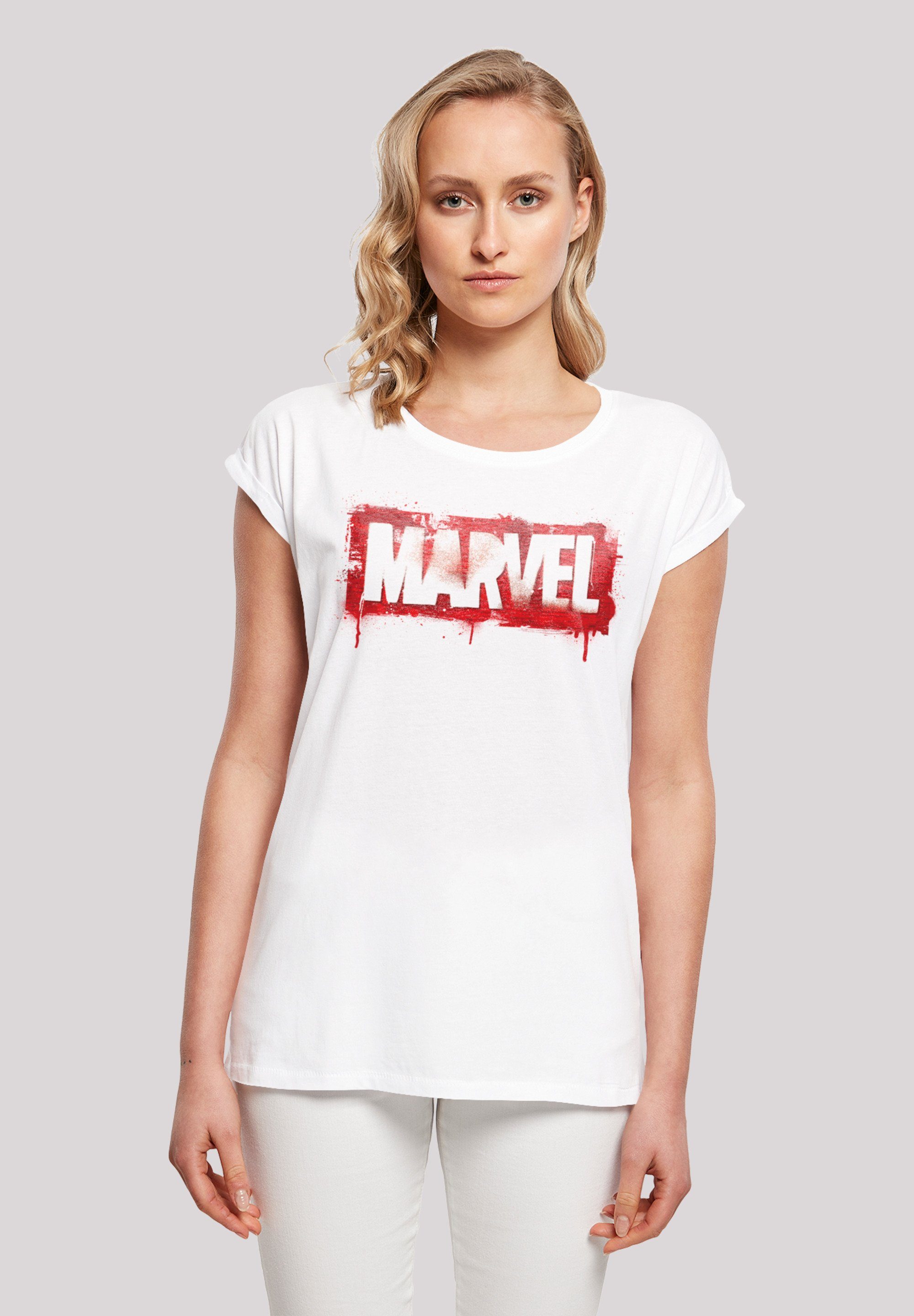 F4NT4STIC Kurzarmshirt Damen Marvel Spray with white Extended Shoulder Logo Tee Ladies (1-tlg)