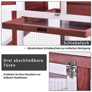 Flieks Kleintierkäfig, 2 Stock Käfig Holzhaus Kaninchenkäfig mit Linoleumdach& Rampe& Ablage