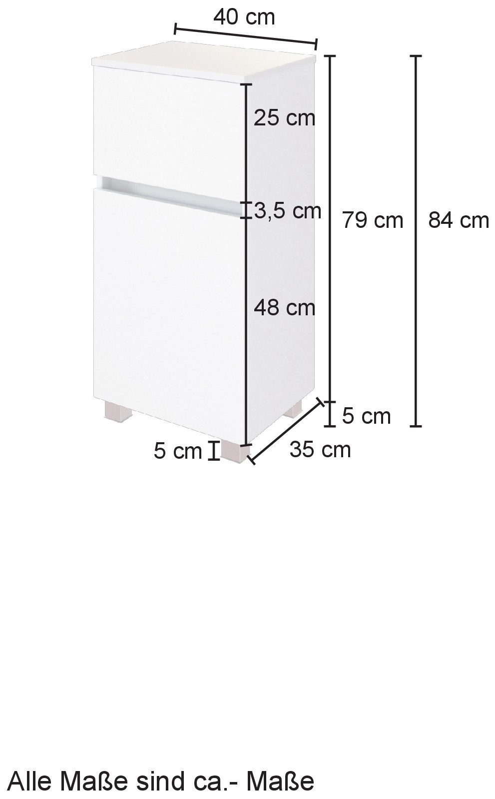 grau breit, 40 cm HELD mit Horki MÖBEL Schubkasten Unterschrank