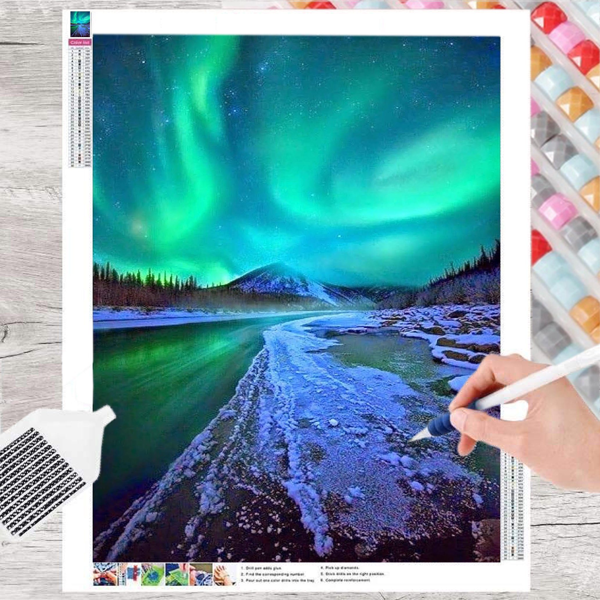 Kreativset GOLDEN Diamond Painting zubehör bilder Weihnachten ( Polarlicht) 