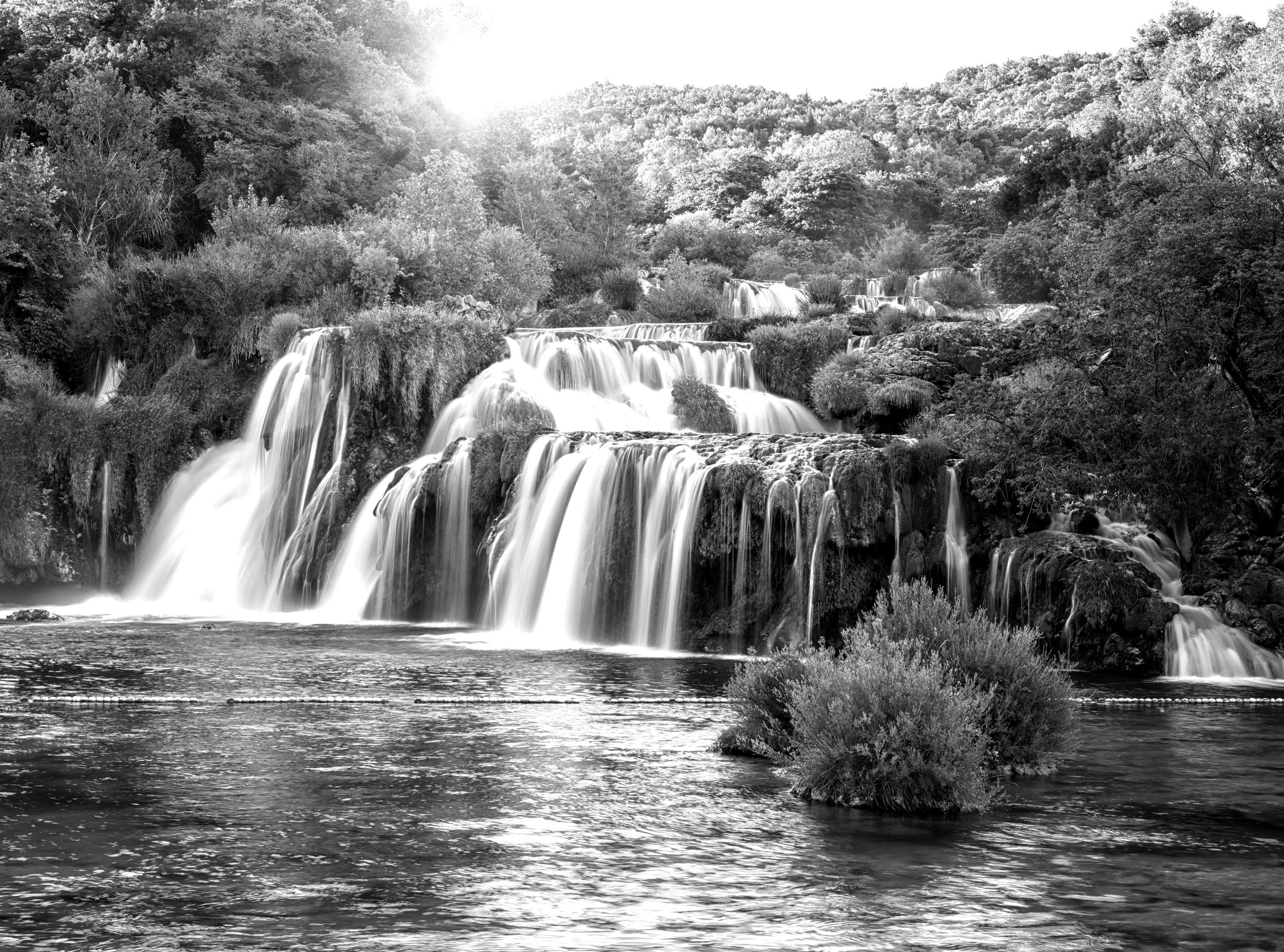Fototapete Wasserfall Schwarz & Weiß