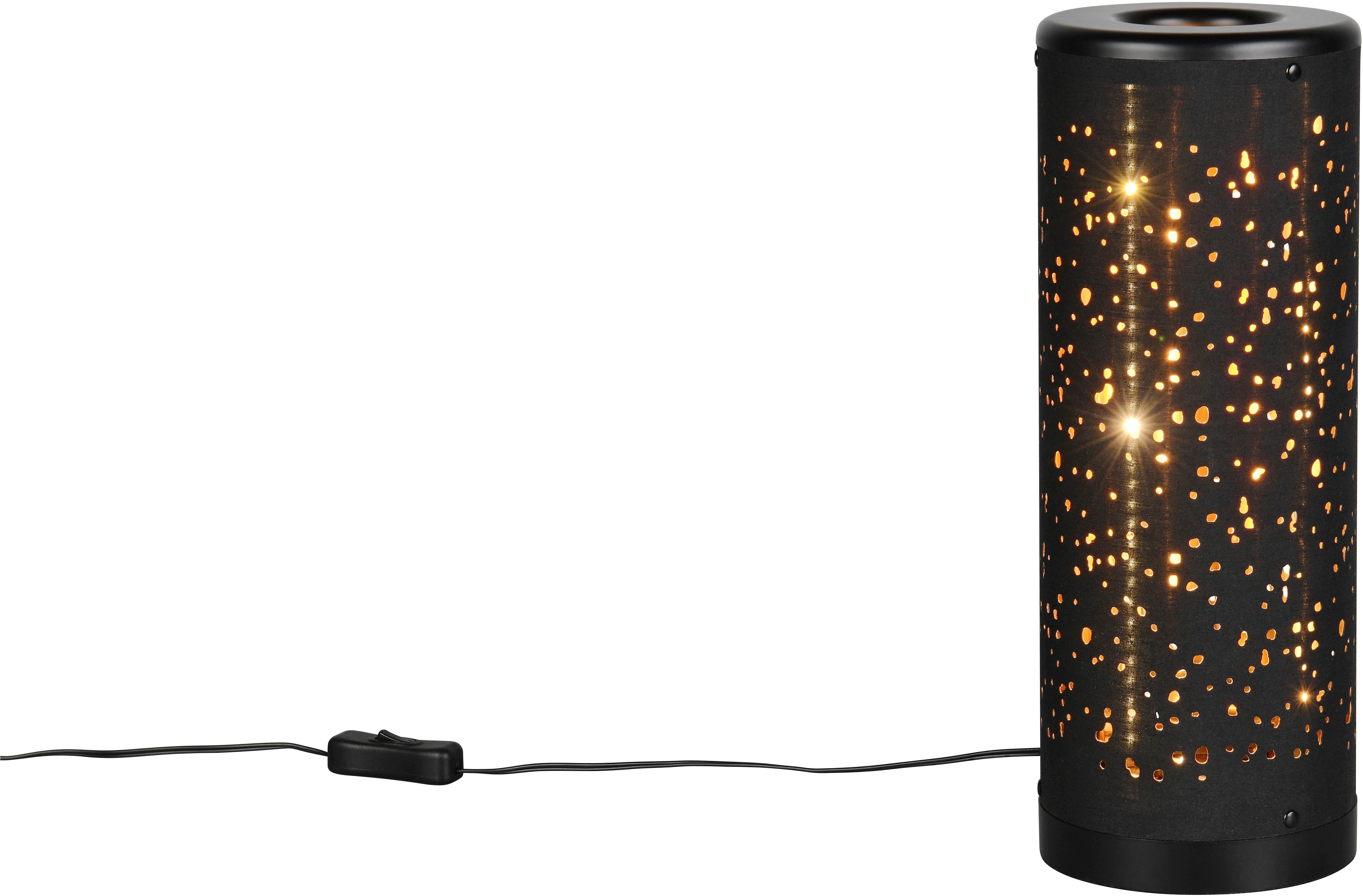 Reality Leuchten LED Tischleuchte TACO, LED Tischlampe Kunststoff Starlight Effekt Glitzer, 4W 380 Lumen, Ein-/Ausschalter, LED fest integriert, Warmweiß, 3000K warmweißes Licht, Schnurschalter Höhe 34,5cm Ø 13 cm schwarz