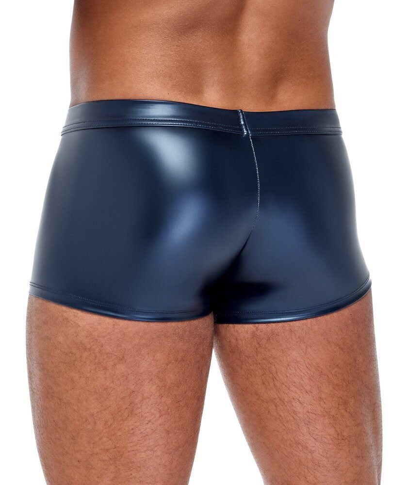 NEK Boxershorts Blaue Boxershorts im trendigen Metallic-Mattlook mit Reißverschluss (1-St) Eng & körperbetont