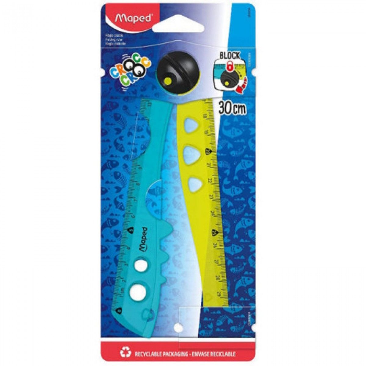 MAPED Lineal Lineal 30cm faltbar Croc Croc gelb-türkis