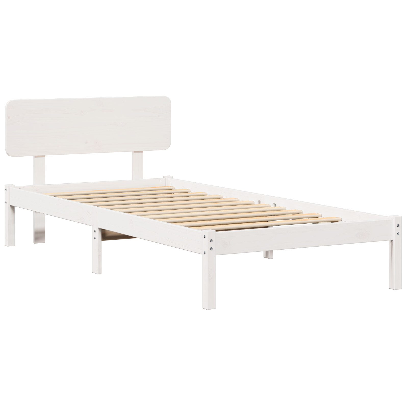 vidaXL Bett Bettgestell mit Kopfteil Weiß, günstig online kaufen