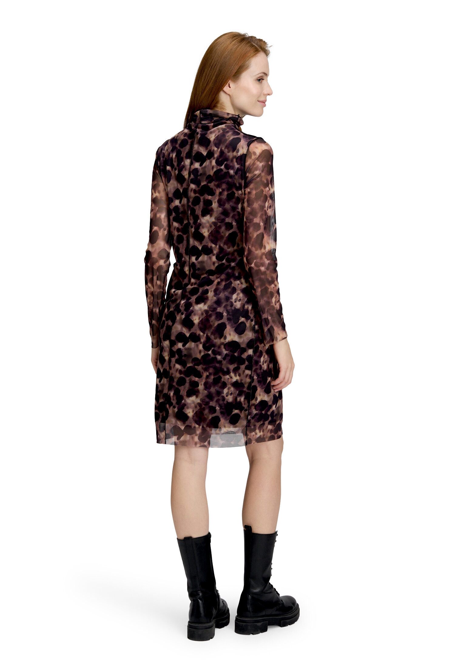 Cartoon Meshkleid Damen mit Kragen