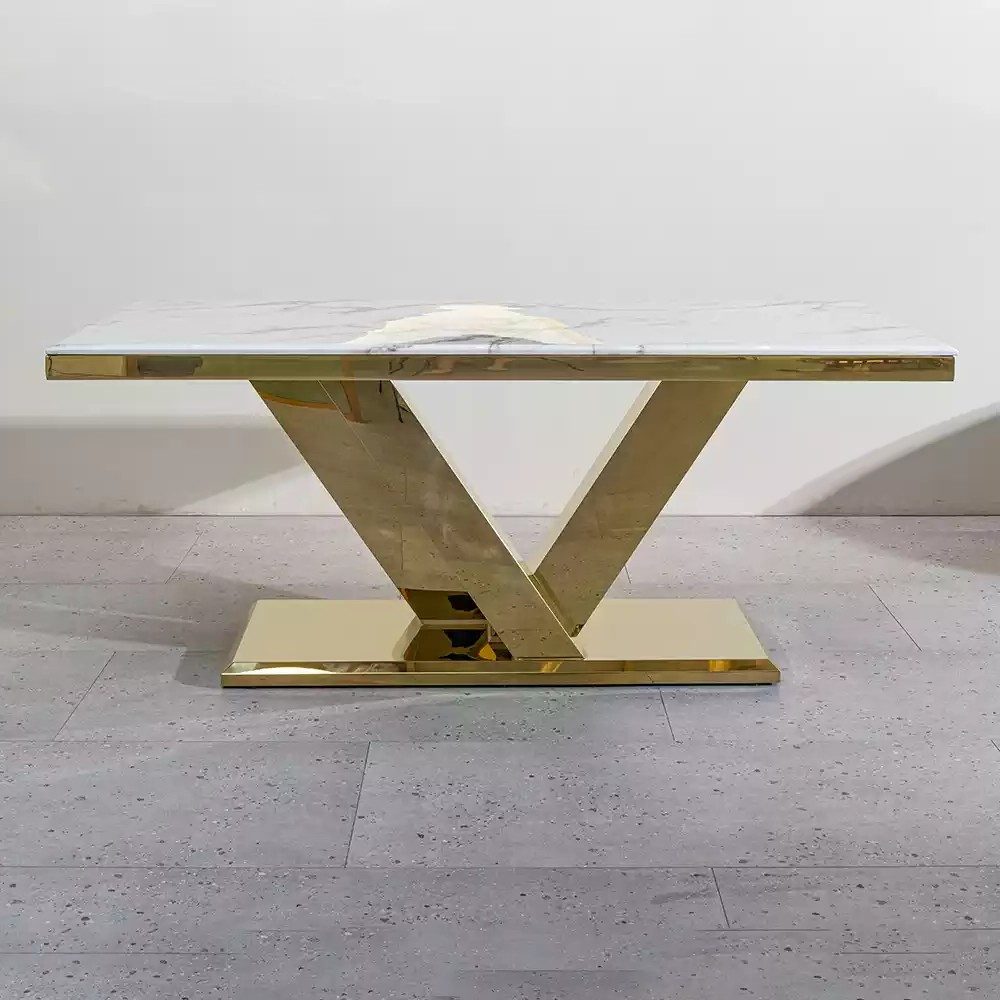 Xlmoebel Esstisch Designer Edelstahltisch in Gold für modernes Wohnen, Made in Europa