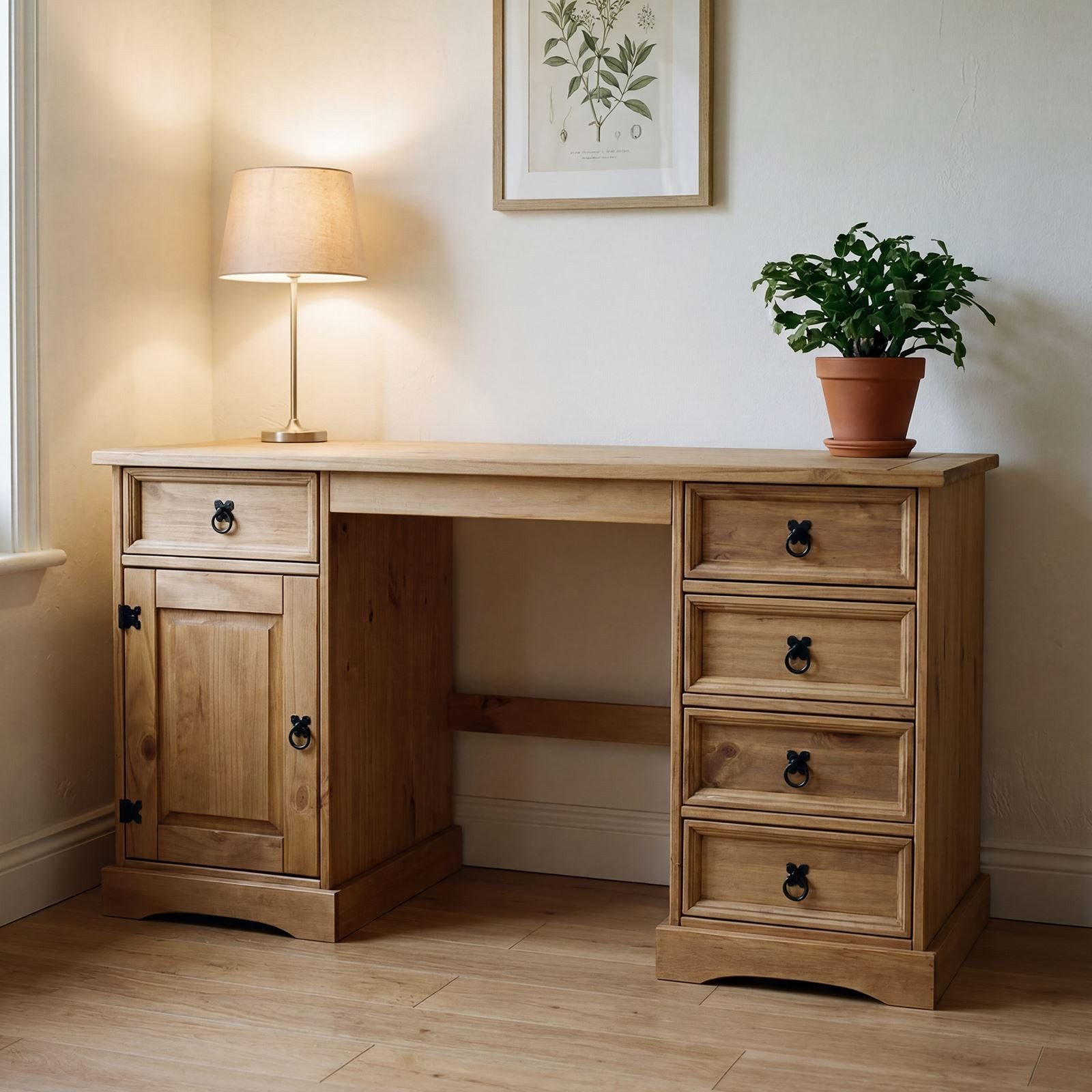 IDIMEX Schreibtisch TEQUILA, Schreibtisch Computertisch PC Tisch im Mexico Stil Kiefer Pinie Mexiko