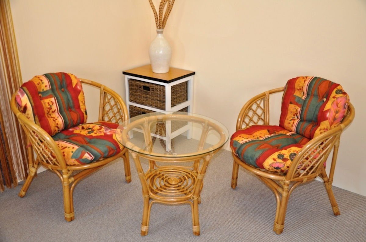 Rattani Rattanstuhl Rattangarnitur, Rattangruppe Bahama, Set 2