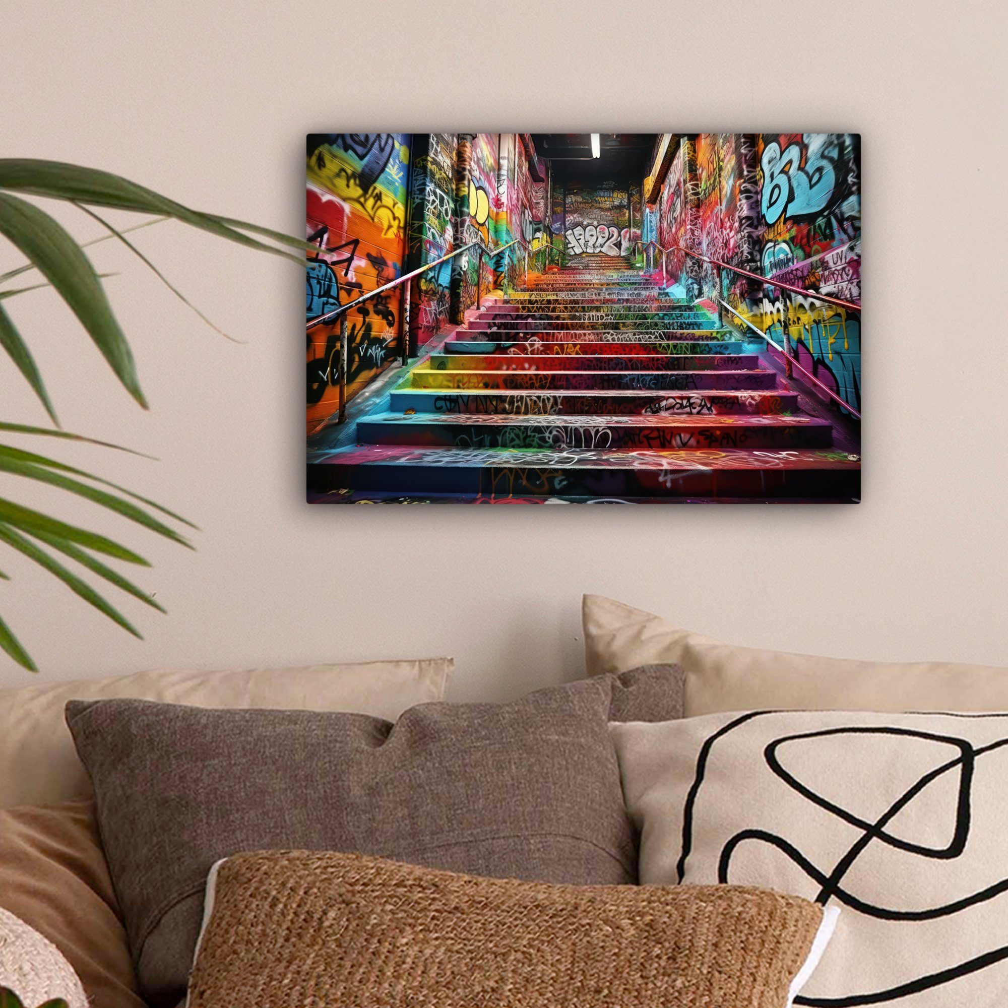 OneMillionCanvasses® Leinwandbild Treppe - Graffiti - Farben - Kunst, Fotod günstig online kaufen
