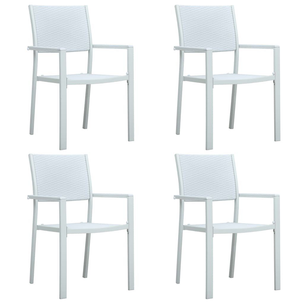 Gartenstuhl Gartenstühle 4 Stk. Weiß Kunststoff Rattan-Optik