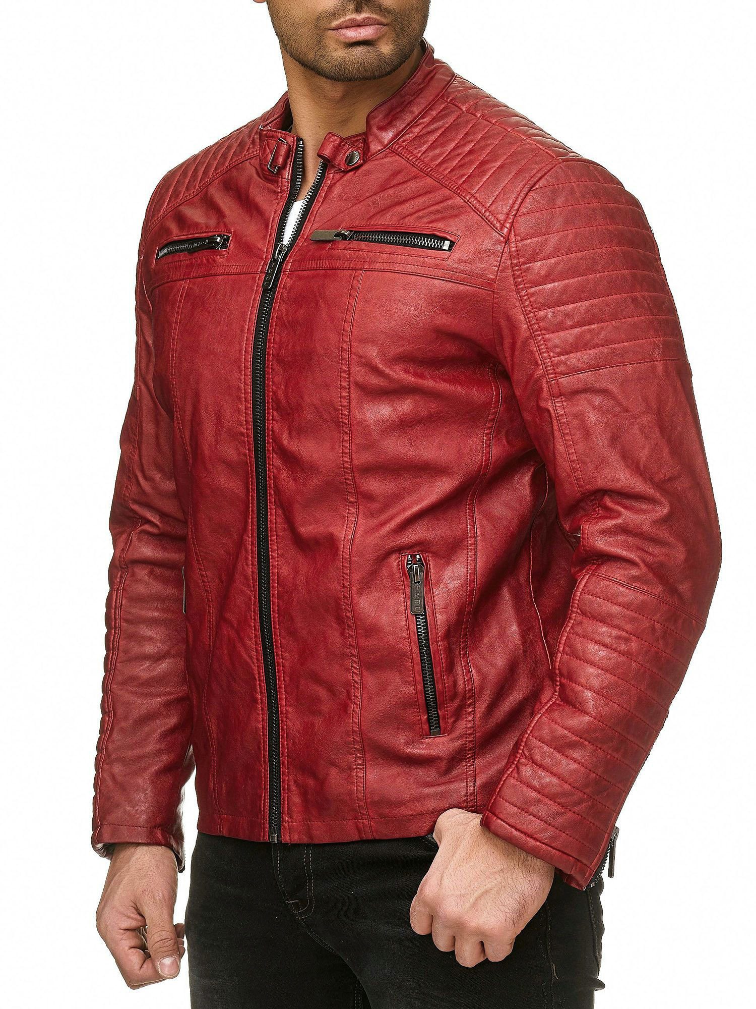 RedBridge Lederimitatjacke aus robustem Kunstleder mit Reißverschluss und Stehkragen