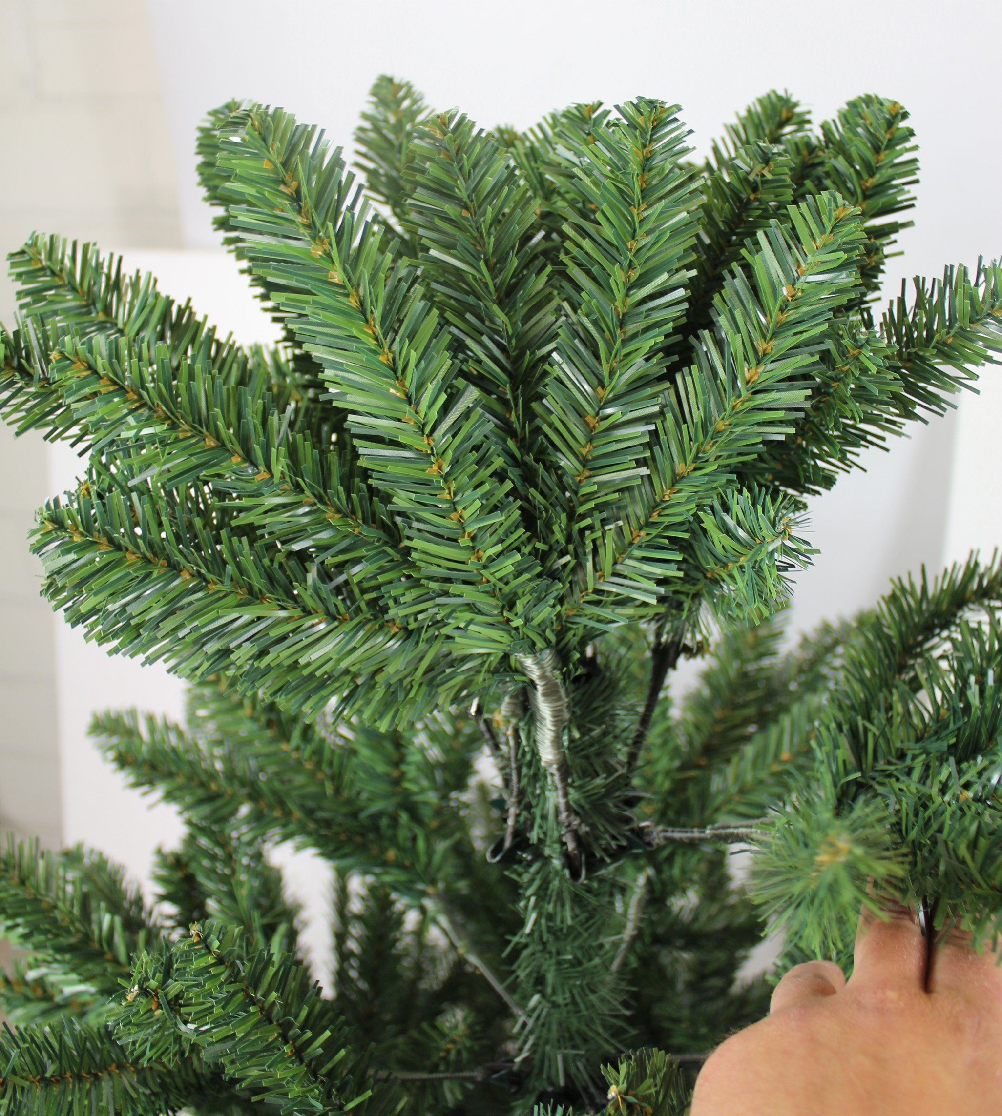 Montage Weihnachtsbaum Edeltanne, Klappbar realistisch, sehr mit Tannenbaum Christbaum einfache Künstlicher Arnusa Metall-Ständer,