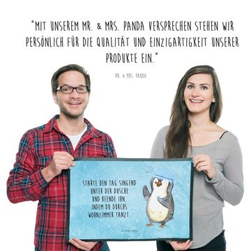 Fußmatte 50 x 75 cm Pinguin Duschen - Eisblau - Geschenk, Motivation, Schmutzf, Mr. & Mrs. Panda, Höhe: 0.3 mm, Zauberhafte Motive