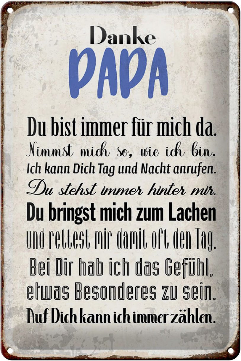 Metallschild Schild Blech 20x30cm - Made in Germany - Spruch Danke Papa du bist für