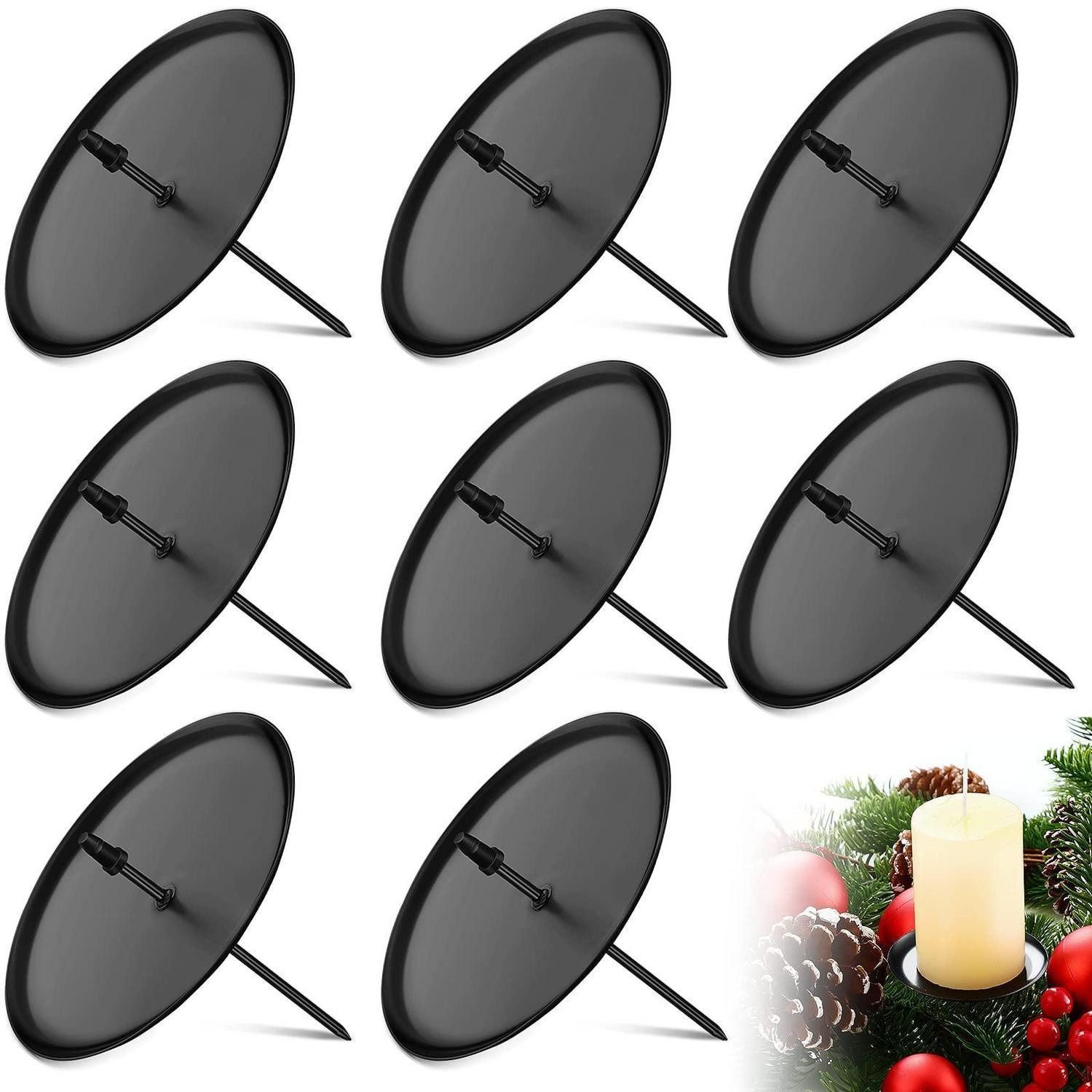 LuxusKollektion Kerzentablett Adventskranz Kerzenhalter Metall 8Stk 6cm Schwarz (8 St)