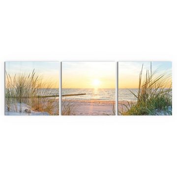 DEQORI Glasbild 'Abendsonne an der Ostsee', 'Abendsonne an der Ostsee', Glas Wandbild Bild schwebend modern
