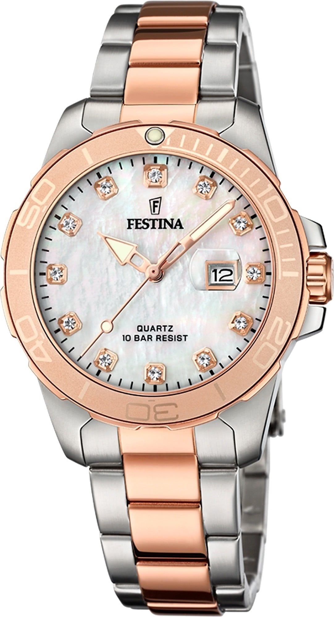 Quarzuhr Festina Damen Uhr F20505/1 Edelstahlband
