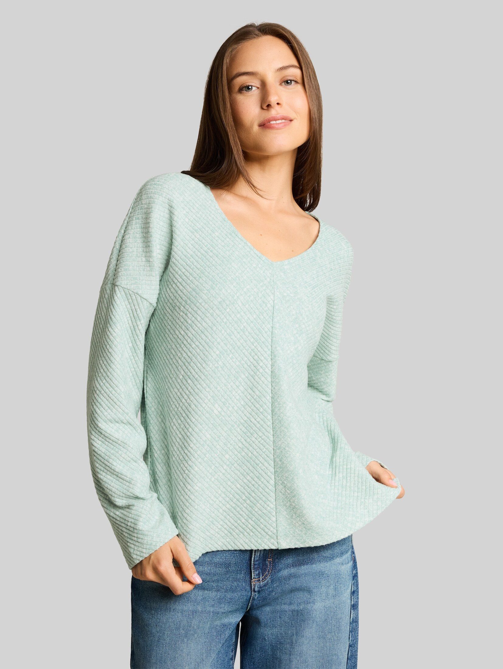 TOM TAILOR Sweatshirt Strick & Sweatshirts Cosy Sweatshirt mit V-Ausschnitt