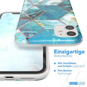 EAZY CASE Handyhülle IMD Motiv Cover für Apple iPhone 11 6,1 Zoll, Etui Silikonhülle Dünn Design Ultra Case kratzfest Marmor Blau Grün
