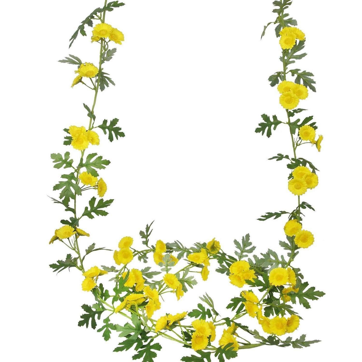 Kunstgirlande Blumengirlande Gänseblümchen Gelb 180cm 2er Set, LuxusKollektion