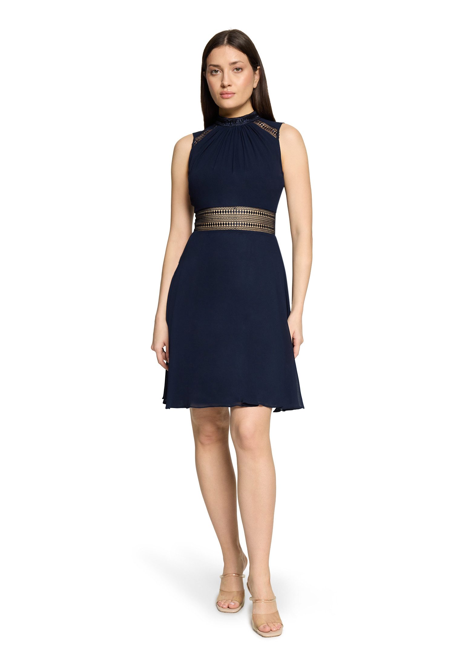 Vera Mont Cocktailkleid Damen mit Spitzeneinsatz Aufgesteppte Bänder