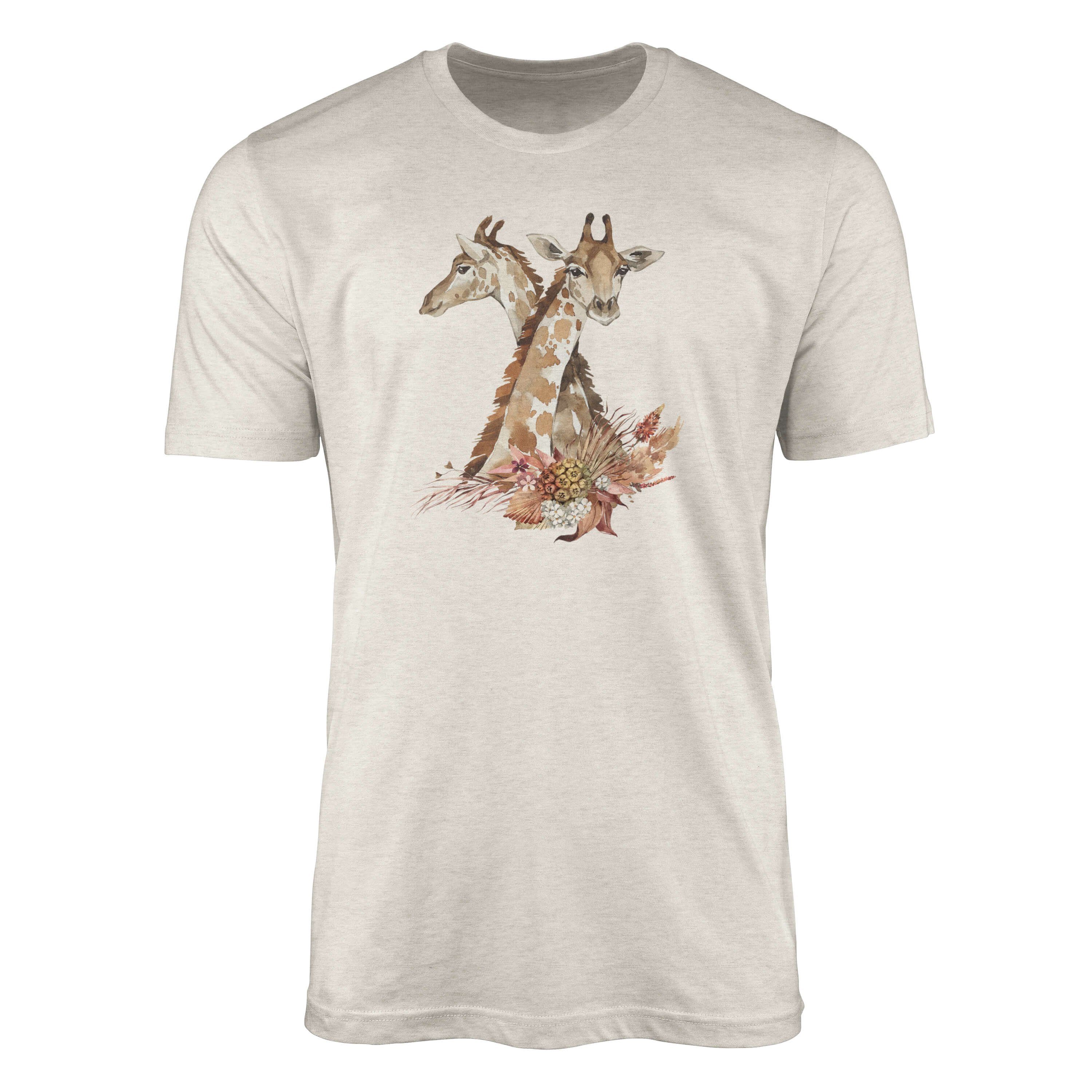 Art Giraffen ern Shirt Ökomode T-Shirt T-Shirt 100% Bio-Baumwolle Motiv Aquarell aus Nachhaltig Sinus Herren gekämmte (1-tlg)