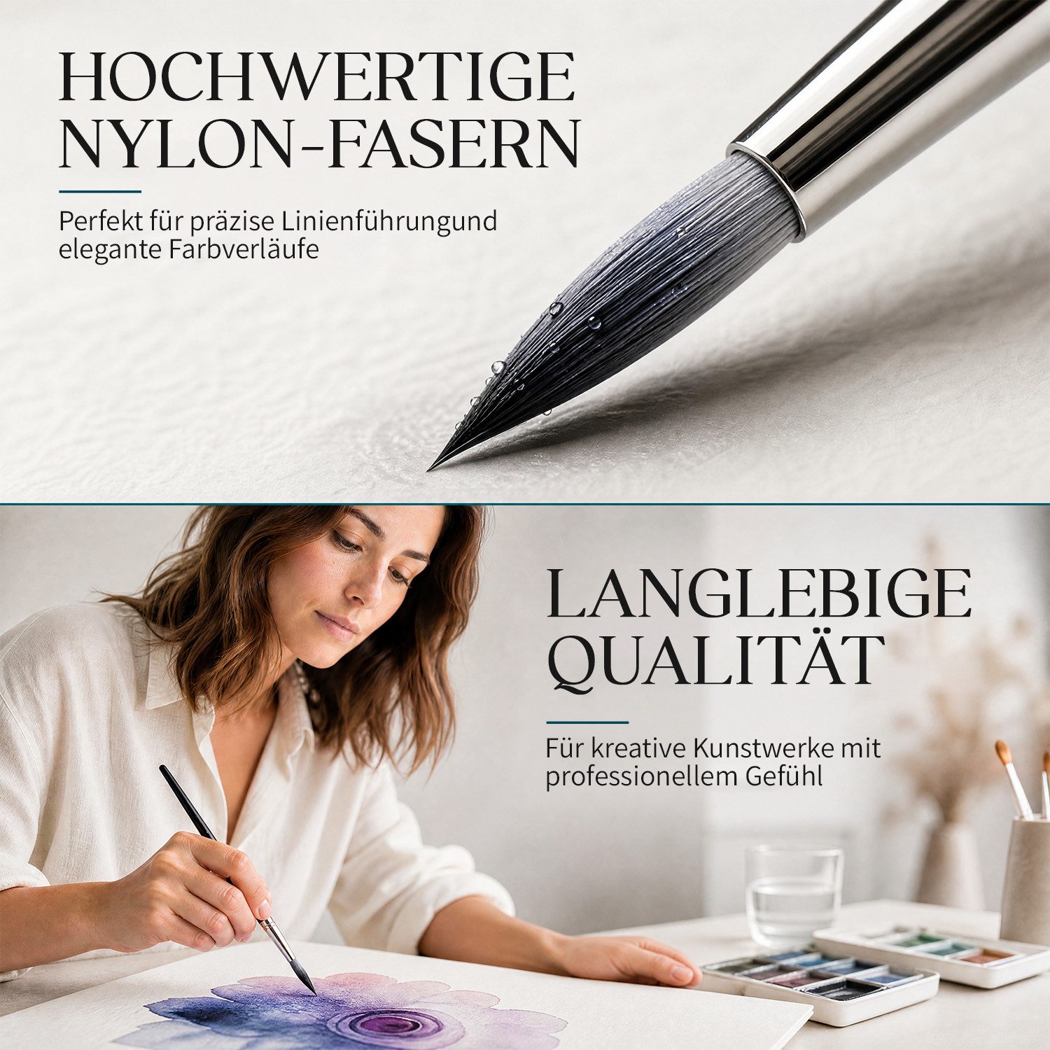Belmique Malpinsel Aquarellpinsel Set 12-teilig mit Rolltasche – Watercolor Brush Set, (Pinselset, von Künstlern ausgewählte Pinsel), für Aquarell, Gouache & Acryl