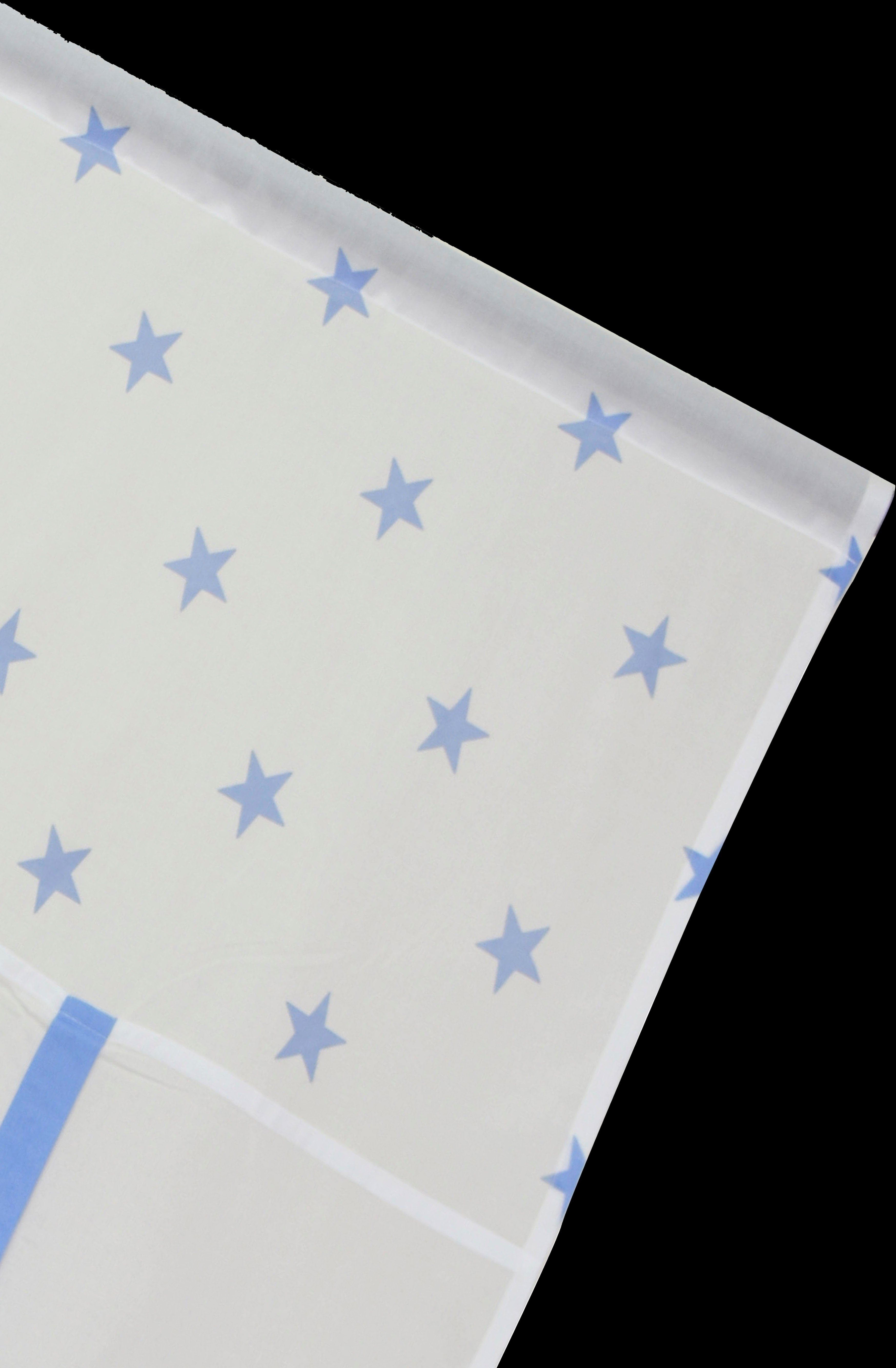 Bindegardine Stern, Lüttenhütt, (1 Stangendurchzug Baumwolloptik halbtransparent, St), weiß/blau