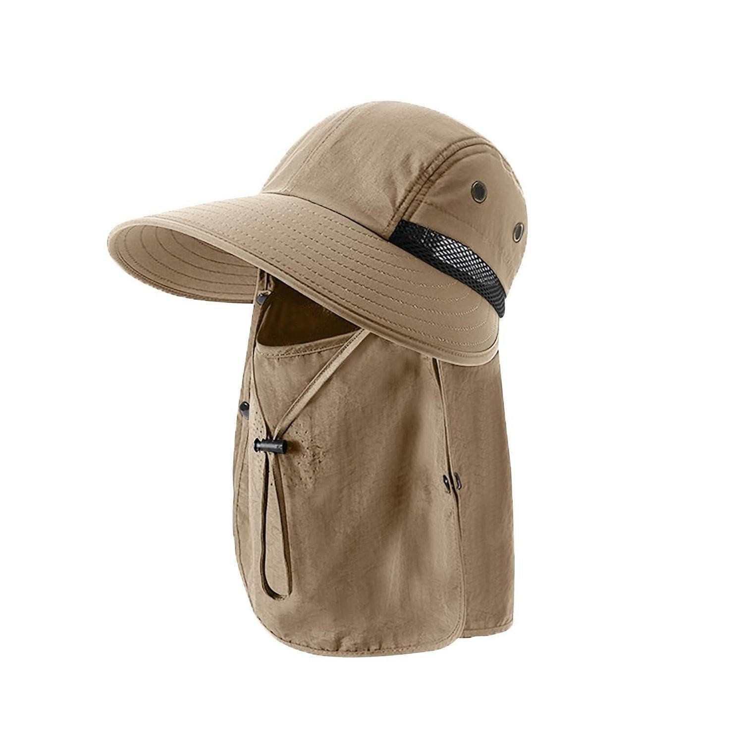 LuxusKollektion Fischerhut Fischerhut Damen Pferdeschwanz Gesichtsmaske Sonnenschutz Braun