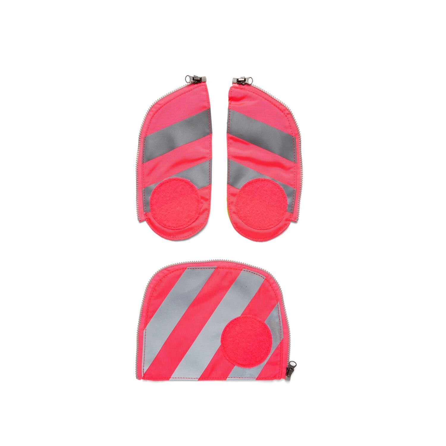 Zip-Set ergobag Pink Stoff, Sicherheits-Set mit Schulranzen Reflektorstreifen 002-511 Sichtbarkeit Pink Fluo (3-teilig), fluoreszierender