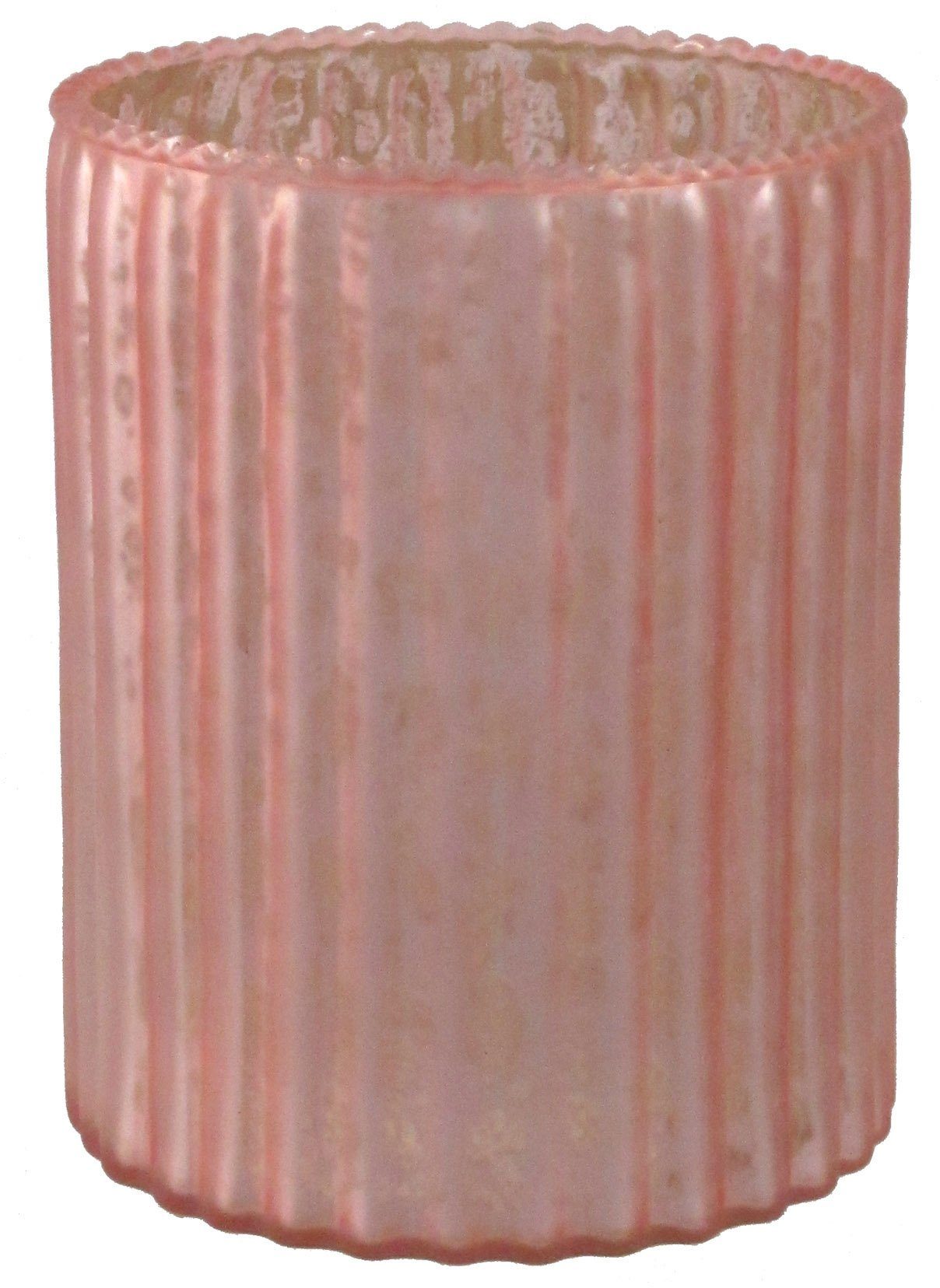 Creativ deco Windlicht (4 St), ca. Oberflächen, unterschiedlich 10 4er rosa H: mit strukturierten cm Set