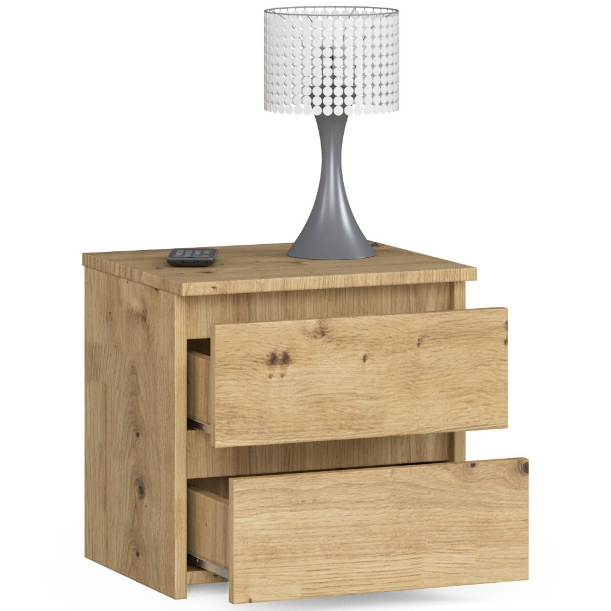 Home Collective Kommode 40 cm breit Holz Highboard Sideboard für Flur Schlafzimmer Wohnzimmer (Mehrzweckschrank Schrank schmal Kommode Schlafzimmer mit Schubladen), Kinderzimmer Organizer, 40 cm hoch mit 2 Schubladen Artisan Eiche