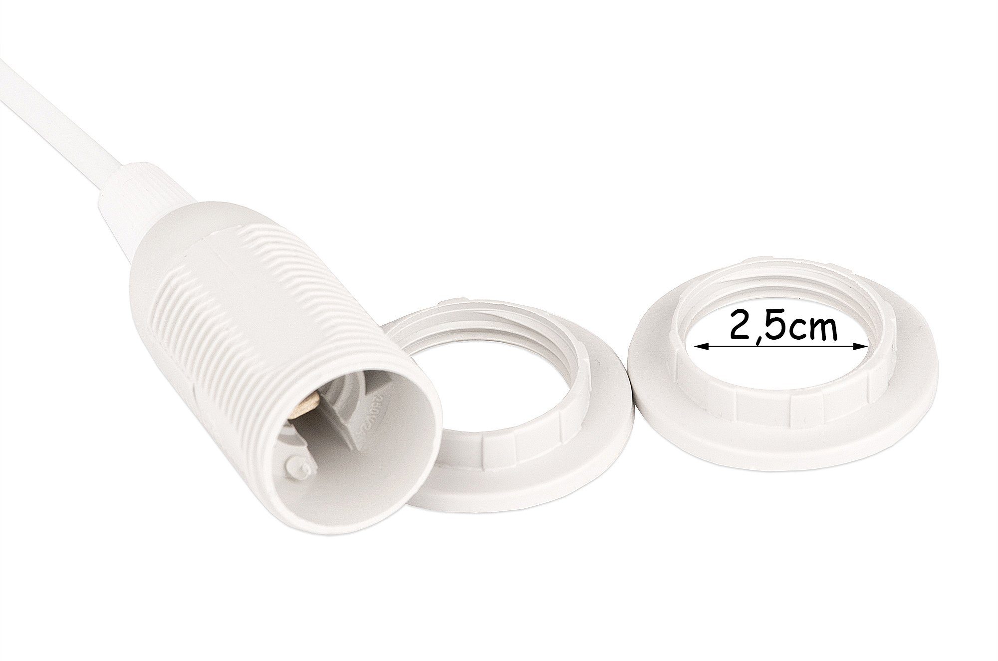cm) (3 mit Schalter - Lampenfassung Lampen-Verbindungskabel, zum Kabel BigDean - weiß & 3m E14 Lampe