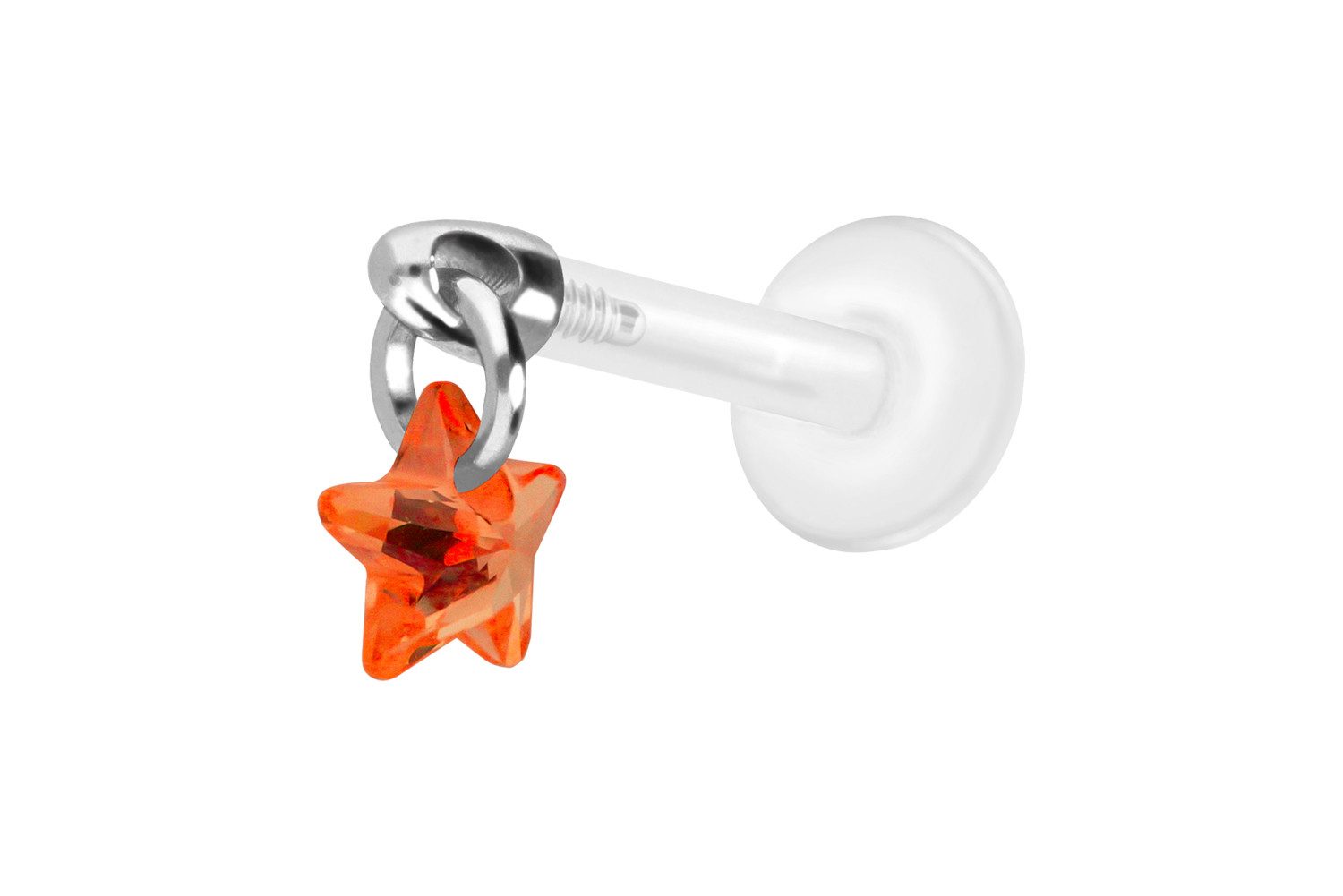 PIERCINGLINE Piercing-Set PTFE Labret mit Innengewinde + Titan-Aufsatz KRISTALLSTERN (Labrets, 1-tlg)