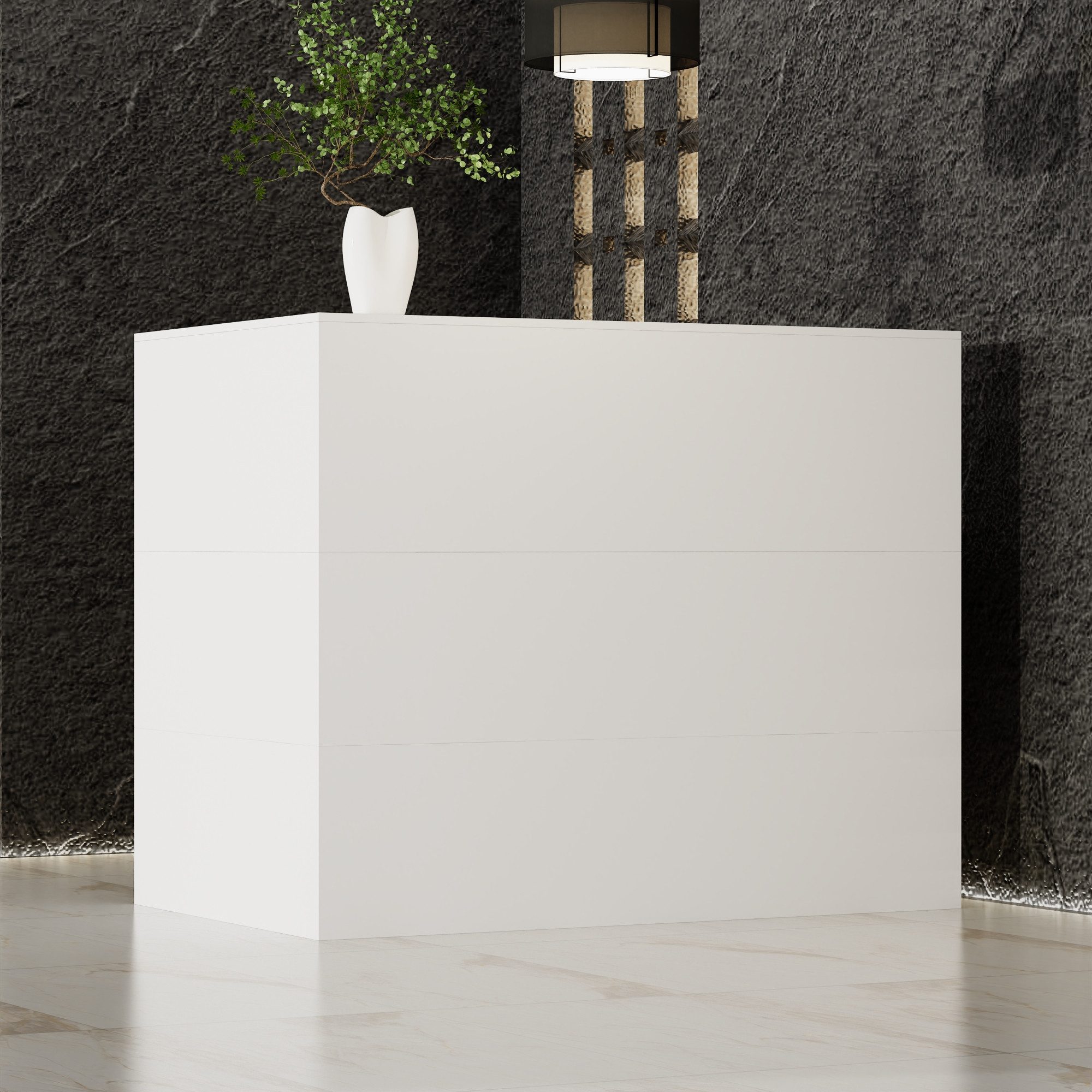 HOMSEE Empfangstheke 142x82x123 cm mit abschließbarer Schublade & Ablagen (1-St), Multifunktional & platzsparend – ideal für Büro, Hotel & Salon