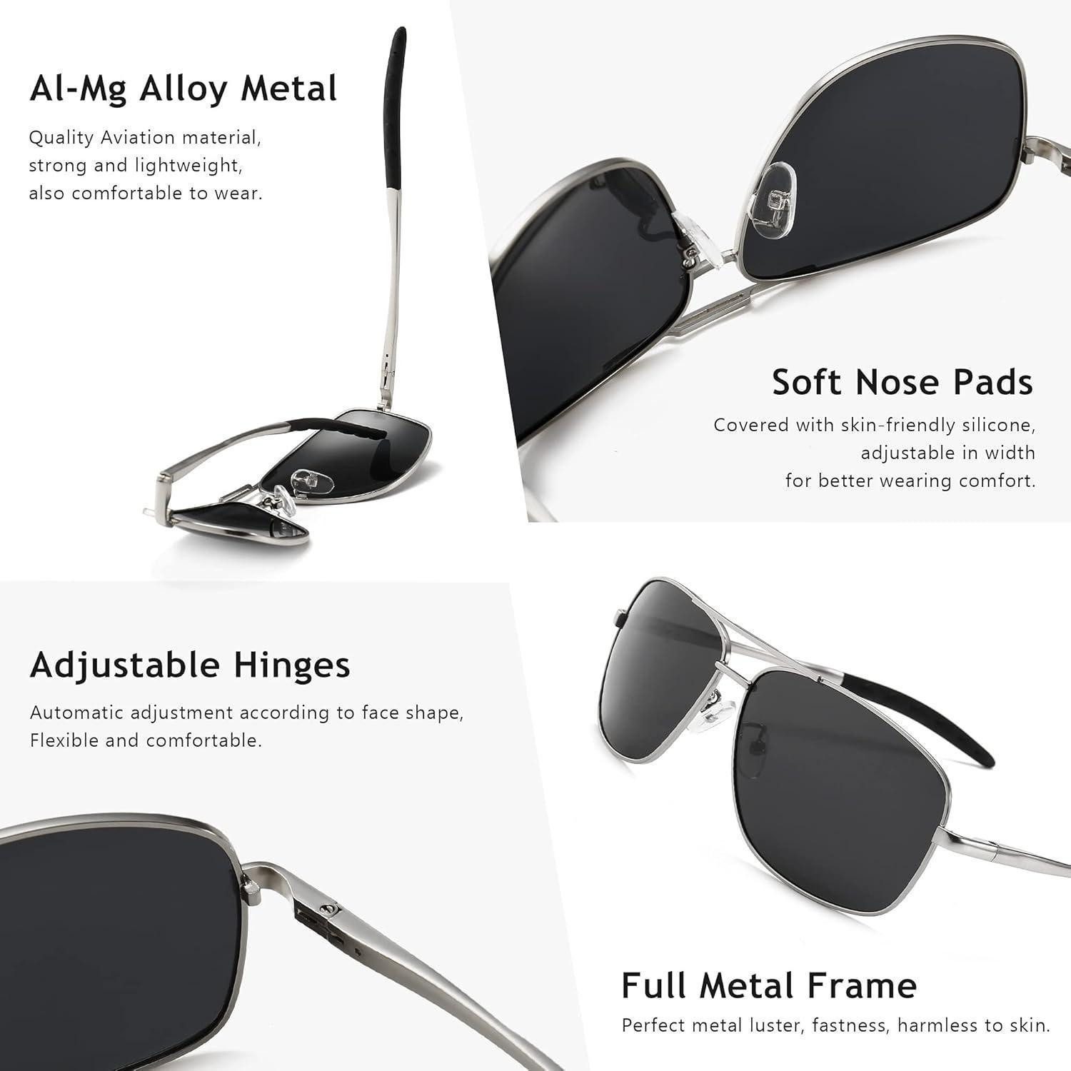 LuxusKollektion Sonnenbrille Sonnenbrille Herren Polarized Metallrahmen Silberrahmen Graue Linse