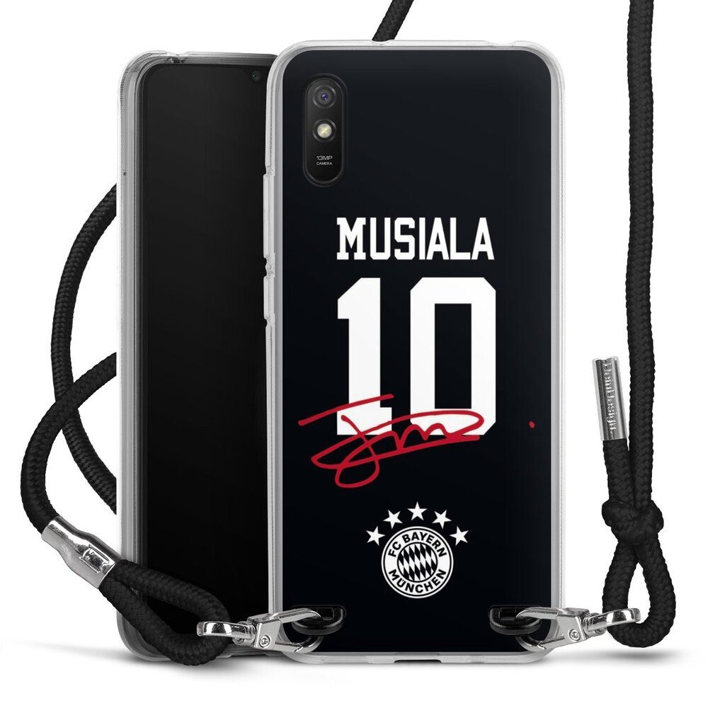 DeinDesign Handyhülle FC Bayern München Jamal Musiala FCB Musiala 10, Xiaomi Redmi 9A Handykette Hülle mit Band Case zum Umhängen