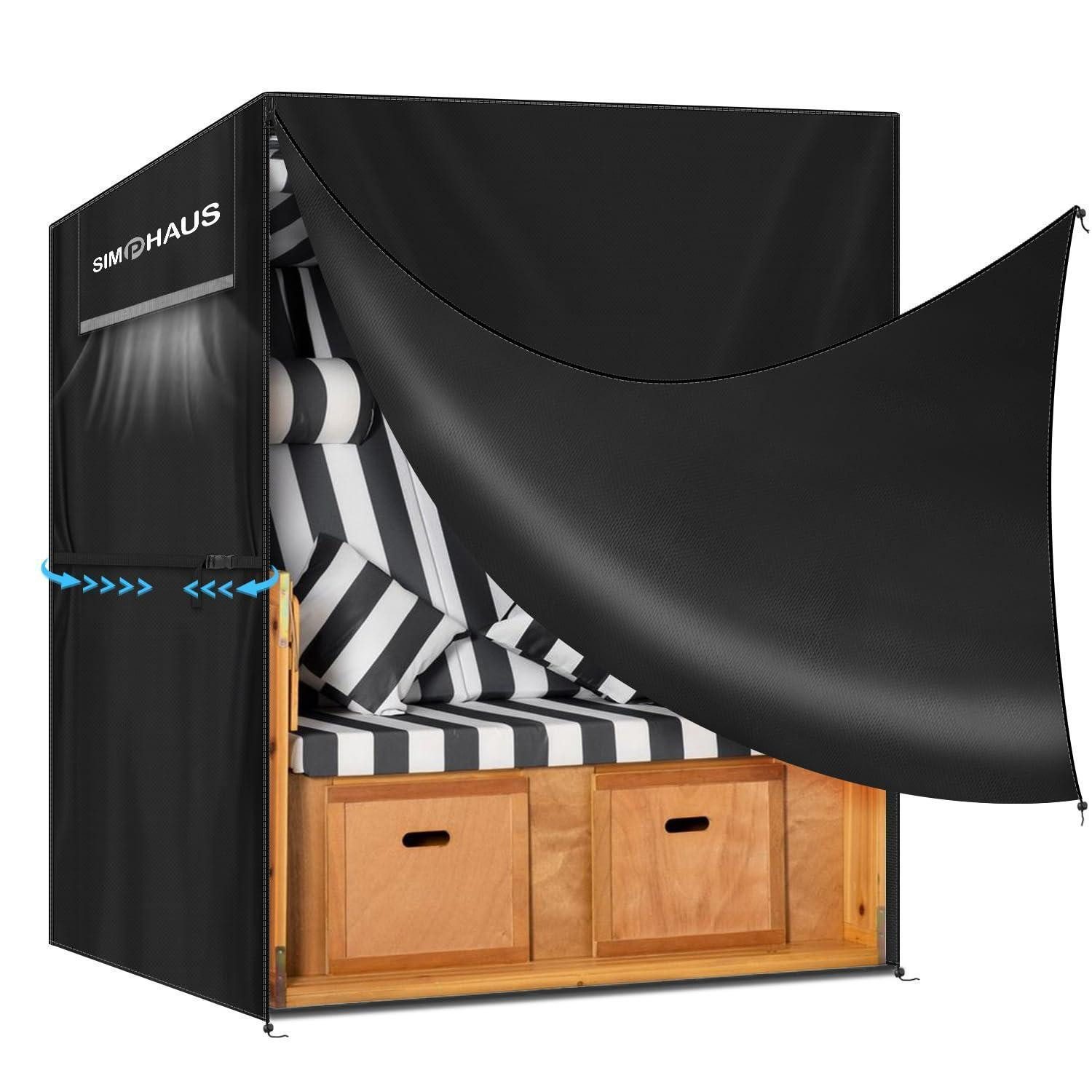 LuxusKollektion Strandkorb-Schutzhülle Strandkorbhülle Wasserdicht XXL Winterfest UV 420D 155x95x165 140cm (1-St)