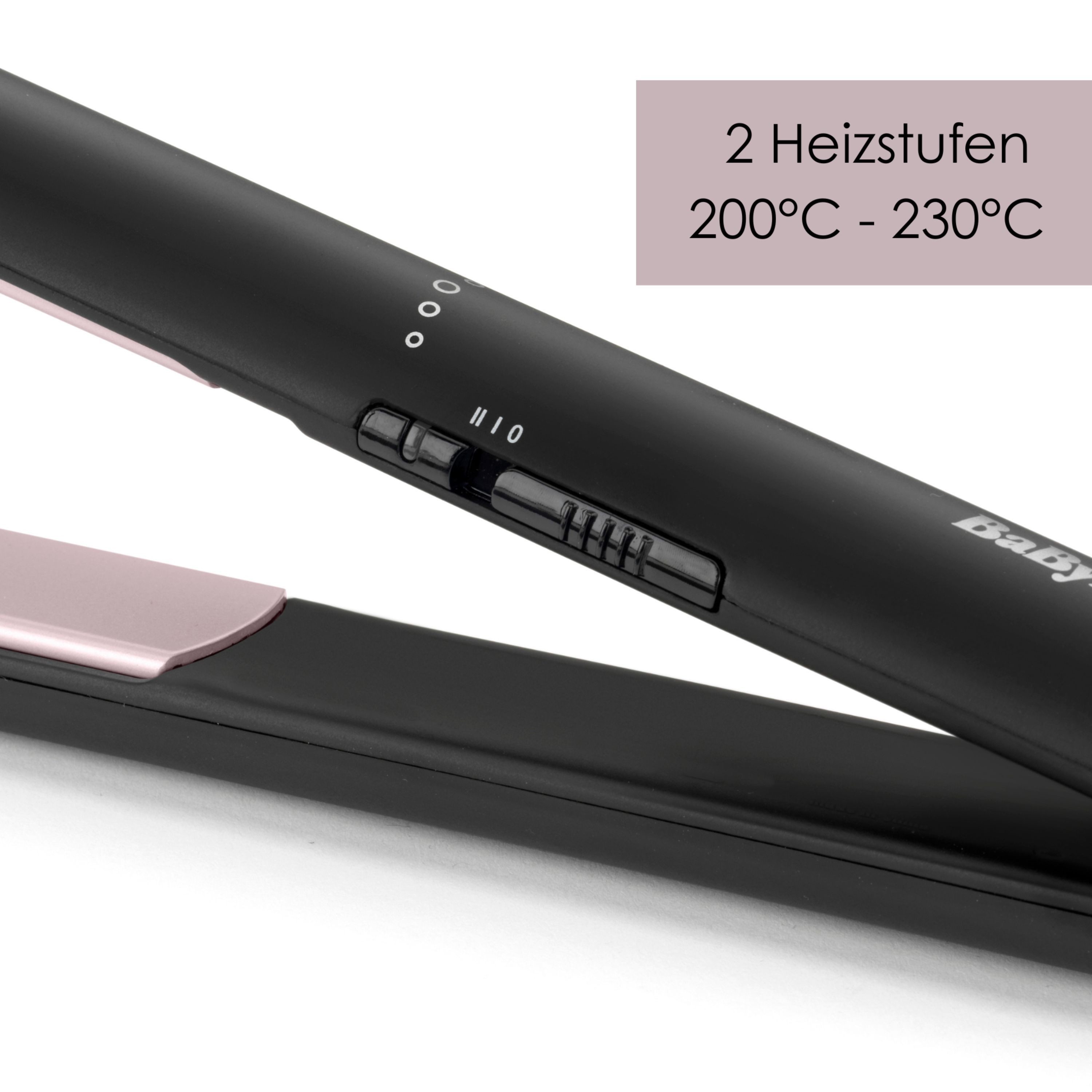 BaByliss Glätteisen Smooth Ceramic 230 Glätteisen mit Keramikbeschichtung, ST241E Keramik, Universalspannung, 2 Temperaturen bis 230°C, schnelles Aufheizen schwarz
