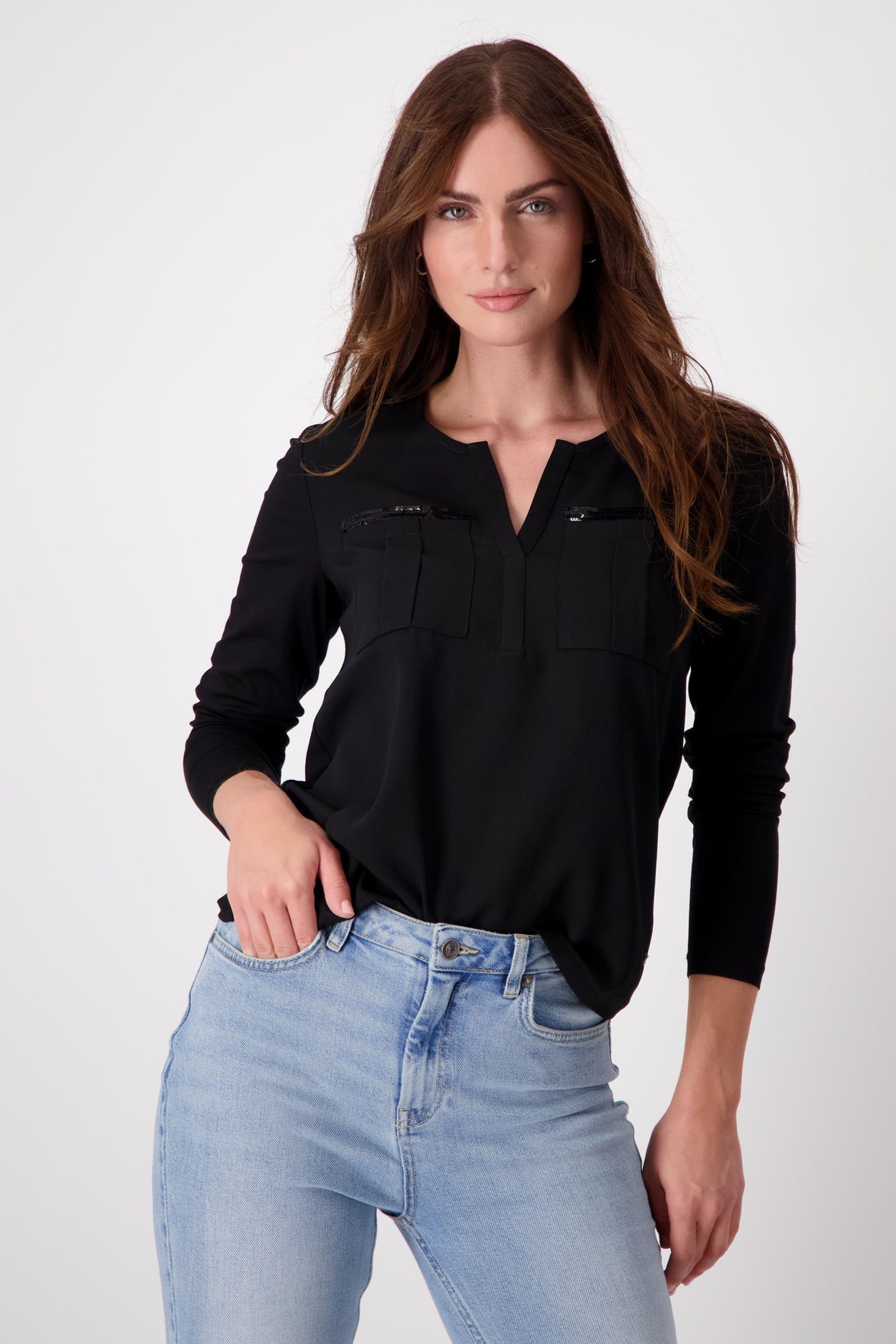 Longshirt Bluse, schwarz