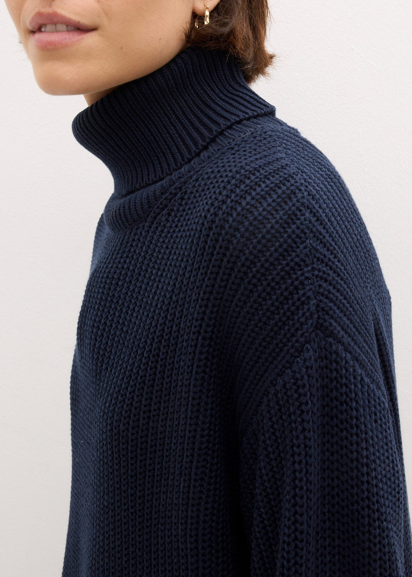 bonprix Rollkragenpullover aus Baumwoll-Mix, mit Rollkragen, mit Seitenschlitzen