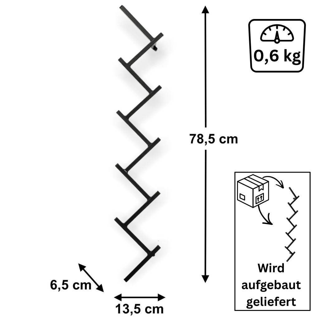 DanDiBo Wandgarderobe Garderobe mit 10 Haken Garderobenhaken Schwarz Kleiderständer 80 cm, auch als Handtuchhalter geeignet
